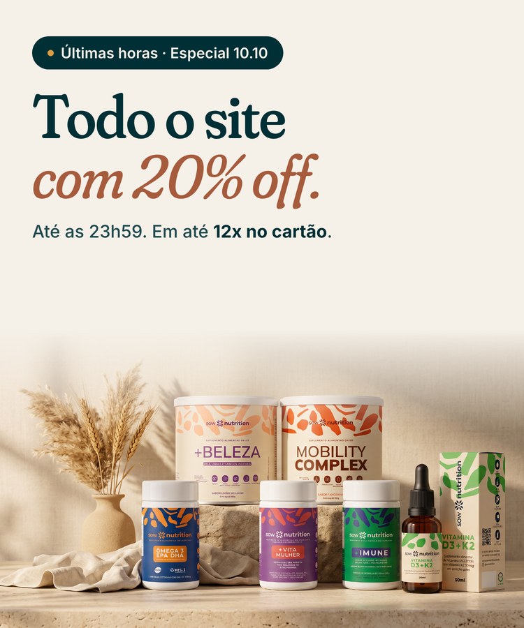 Últimas horas, especial 10.10: todo o site com 20% off, até as 23h59. Em até 12x no cartão e frete grátis acima de R$ 397.