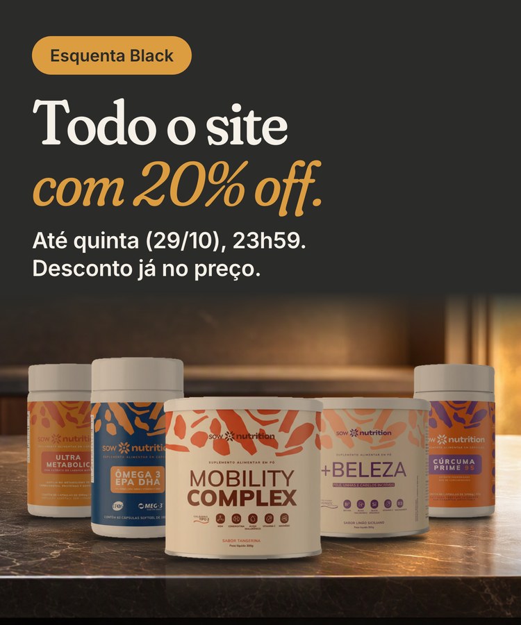 Esquenta Black: todo o site com 20% off, até quinta (29/10), às 23h59. Desconto já aplicado, em até 12x no cartão e frete grátis acima de R$ 397.