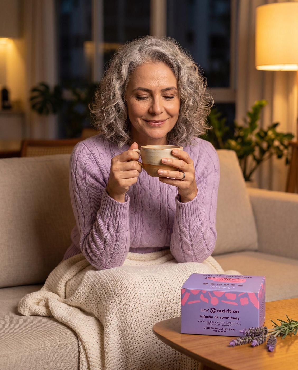 Mulher usando Infusão de Serenidade