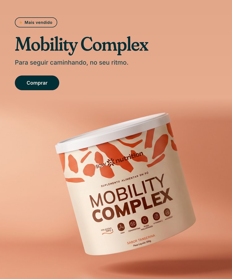 Mobility Complex: para seguir caminhando, no seu ritmo. Colágeno tipo II e mais cinco ativos.